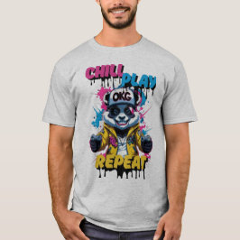Vetgedrukte Pixel Panda Style T-shirt