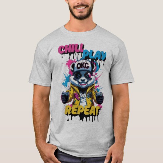 Vetgedrukte Pixel Panda Style T-shirt (Voorkant)