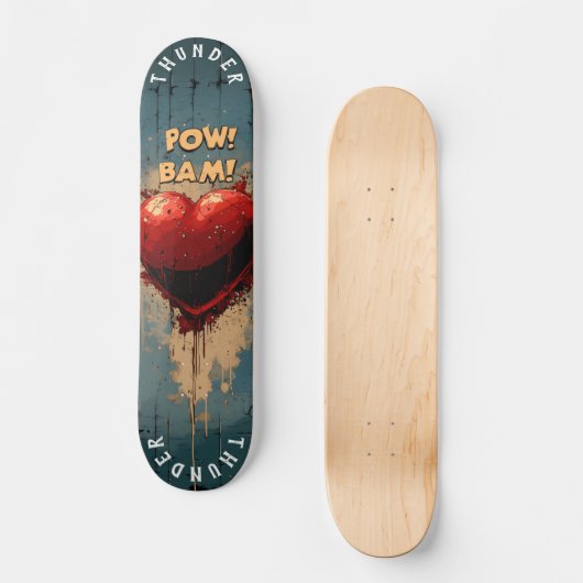 Vetgedrukte Pop Art Heart & Comic Effects, Retro G Persoonlijk Skateboard (Voorkant)