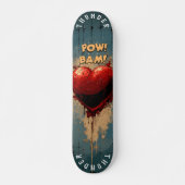 Vetgedrukte Pop Art Heart & Comic Effects, Retro G Persoonlijk Skateboard (Voorkant)