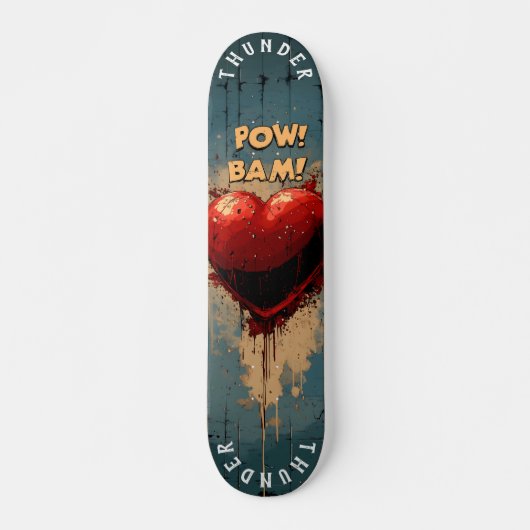 Vetgedrukte Pop Art Heart & Comic Effects, Retro G Persoonlijk Skateboard (Voorkant)