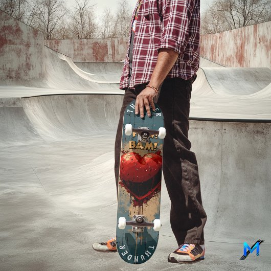 Vetgedrukte Pop Art Heart & Comic Effects, Retro G Persoonlijk Skateboard