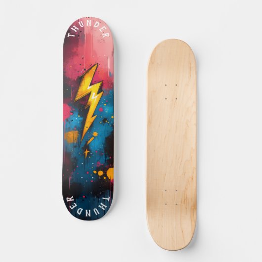 Vetgedrukte Pop Art Lightning - Electric Graffiti  Persoonlijk Skateboard (Voorkant)