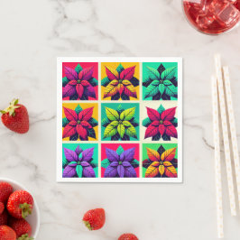 Vetgedrukte Pop Art Poinsettia Squares Decoupage S Servet