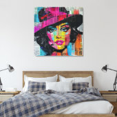 Vetgedrukte Pop Art Stretched Canvas Afdruk (Insitu (Slaapkamer))