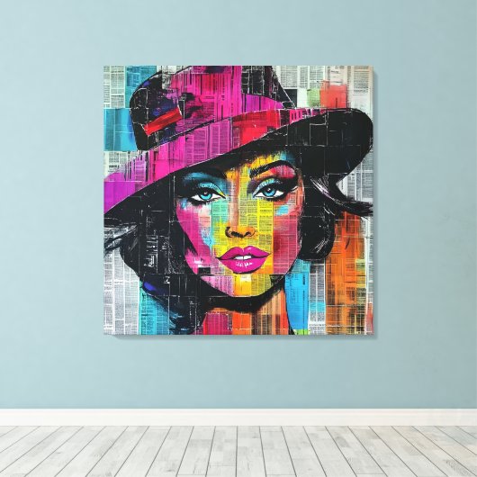 Vetgedrukte Pop Art Stretched Canvas Afdruk (Insitu (Houten vloer))
