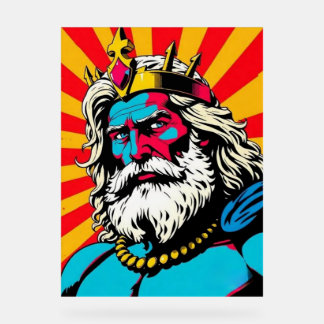 Vetgedrukte Pop Art Zeus – Kleurrijke Griekse God  Acryl Bord