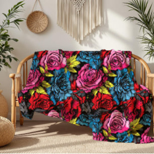 Vetgedrukte Punk Bloemen Bloemen Bloemen Fleece De Deken