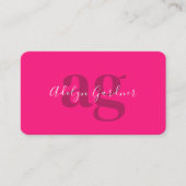 Vetgedrukte QR-code Hot Pink Monogram Script Socia Visitekaartje (Voorkant)