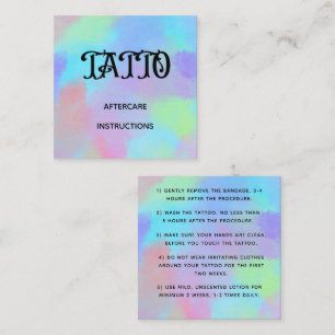 Vetgedrukte Rainbow Unicorn Tattoo nazorginstructi Vierkante Visitekaartje
