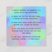 Vetgedrukte Rainbow Unicorn Tattoo nazorginstructi Vierkante Visitekaartje (Achterkant)