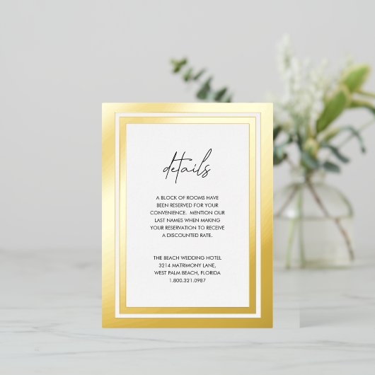 Vetgedrukte rand moderne bruiloft behuizing folie uitnodiging briefkaart (Staand Voorkant)