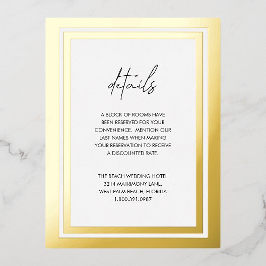 Vetgedrukte rand moderne bruiloft behuizing folie uitnodiging briefkaart (Voorkant)