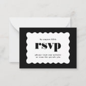 Vetgedrukte rand Zwart Wit QR CODE RSVP Notitiekaartje (Voorkant)