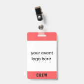 Vetgedrukte Red Crew Staff Event Badge (Voorkant met clip)