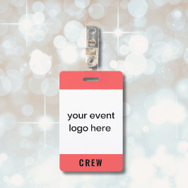 Vetgedrukte Red Crew Staff Event Badge