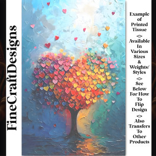 Vetgedrukte regenboogkleuren Love Heart Tree BX7 D Tissuepapier