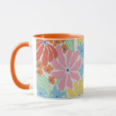 Vetgedrukte Retro 60s Bloemen Pop Art Mok (Links)