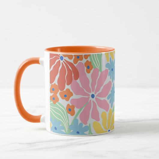 Vetgedrukte Retro 60s Bloemen Pop Art Mok (Links)