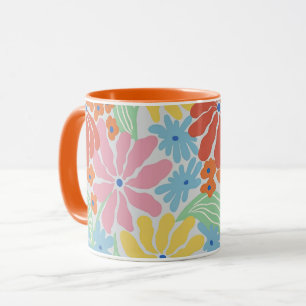 Vetgedrukte Retro 60s Bloemen Pop Art Mok