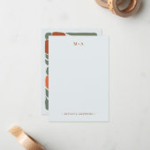 Vetgedrukte Retro Abstracte Bloemen Minimale Monog Notitiekaartje (Voorkant / Achterkant in situ)