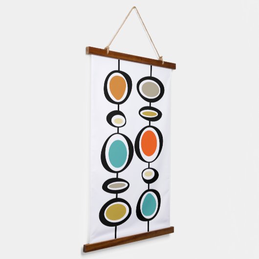 Vetgedrukte retro Abstracte cirkels Mid Century Mo Hangend Wandkleed (Gebogen)