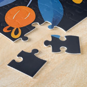 Vetgedrukte Retro Bloemenillustratie in Sinaasappe Legpuzzel (Zijkant)