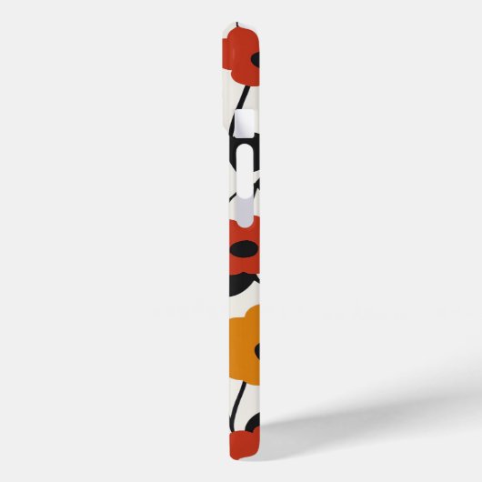 Vetgedrukte Retro Bloemenpatroon Rood, Sinaasappel Case-Mate iPhone Case (Achterkant / Links)
