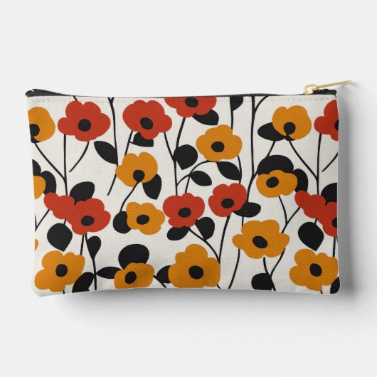 Vetgedrukte Retro Bloemenpatroon Rood, Sinaasappel Etui (Achterkant)