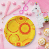 Vetgedrukte Retro Circles papieren borden – Geel & Papieren Bordje (Feest)