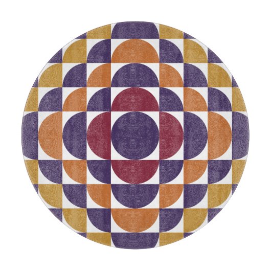 Vetgedrukte retro cirkels decoratieve glazen snijp snijplank (Voorkant)