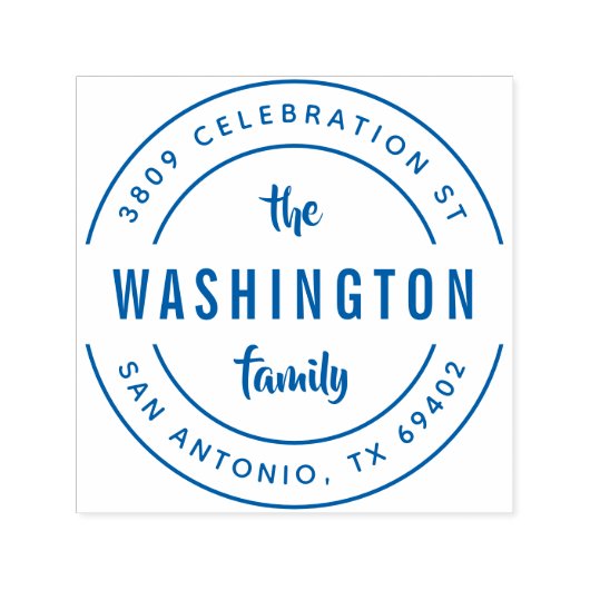 Vetgedrukte Retro Familienaam Rond Terugkeeradres Zelfinktende Stempel (Design)