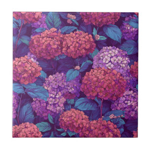 Vetgedrukte retro hortensia's Tegels voor kunstzin Tegeltje