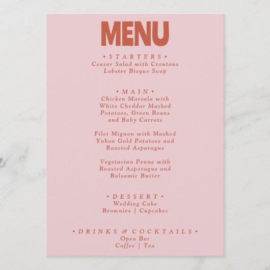 Vetgedrukte retro kleurrijke heldere funky unieke  menu (Voorkant)