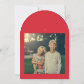 Vetgedrukte Retro One Photo Modern Arch Christmas Kaart (Achterkant)