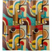 Vetgedrukte retro patronen | Middeneeuwse kleuren Douchegordijn (Voorkant)