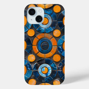 Vetgedrukte Retro Rings en Stippen Patroon Telefoo iPhone 15 Case