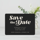 Vetgedrukte Retro Typografie Zwart Wit Slank Weddi Save The Date (Staand voorkant)