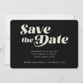 Vetgedrukte Retro Typografie Zwart Wit Slank Weddi Save The Date (Voorkant)