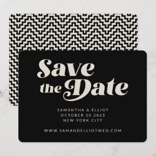 Vetgedrukte Retro Typografie Zwart Wit Slank Weddi Save The Date