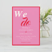 Vetgedrukte retro we doen typografie rood roze bru kaart (Staand voorkant)