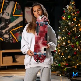 Vetgedrukte rode Abstracte geometrische skateboard