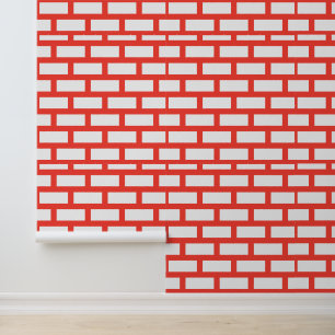 Vetgedrukte rode bakstenen patroon ontwerp behang