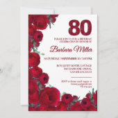 Vetgedrukte rode bloem 80e verjaardag kaart (Voorkant)
