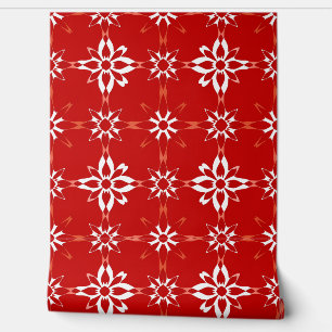 Vetgedrukte rode bloem geometrisch patroon ontwerp behang