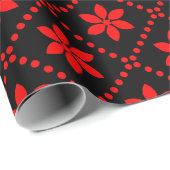 Vetgedrukte rode bloemen geometrisch inpakpapier (Rol Hoek)