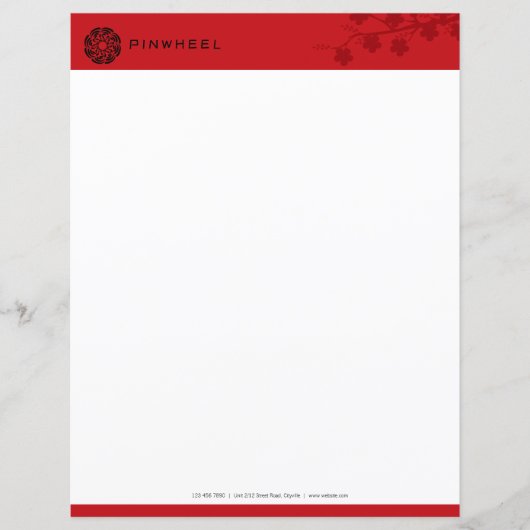 Vetgedrukte rode bloemige briefhoofd (Voorkant)