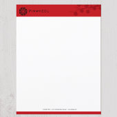 Vetgedrukte rode bloemige briefhoofd