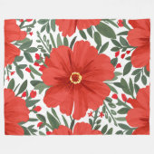 Vetgedrukte rode bloemmotief met weelderige groene fleece deken (Voorkant (Horizontaal))