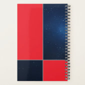 Vetgedrukte rode donkerblauwe ruimte gepersonalise planner (Achterkant)